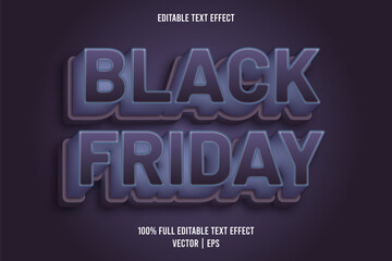 Black friday 3 dimension editable text effect blue and purple color