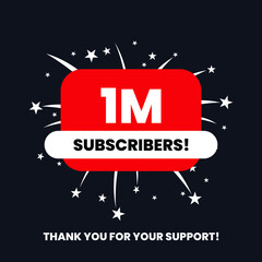 1 million subscribers celebration thank you achievement - obrazy, fototapety, plakaty
