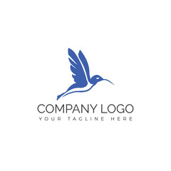 Hummingbird flying blue logo design