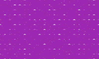 Seamless background pattern of evenly spaced white mother's day symbols of different sizes and opacity. Vector illustration on purple background with stars