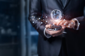 Concept of web business global on mobile.