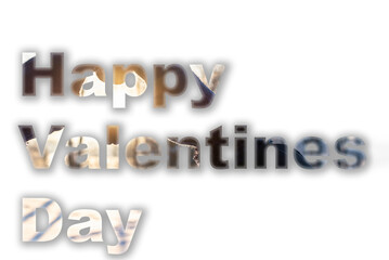 inscription Happy Valentines Day on a white background.Inside the letters heart shape.Valentine's day concept.February 14.
