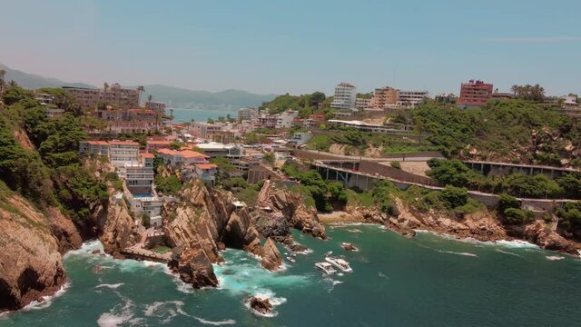Aerial Shot of the Beach of Acapulco city in Guerrero, Mexico