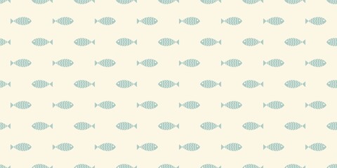 Fototapeta na wymiar Nautical seamless pattern with swimming cartoon fish