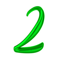 Naklejka premium Number 2 Green 3D Rendering