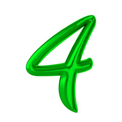 Obraz premium Number 4 Green 3D Rendering