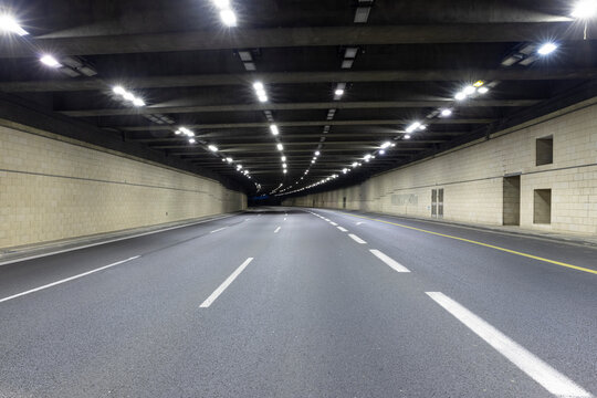 Interior of urban tunnel without traffic
