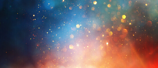 background of abstract gold and blue glitter lights. defocused