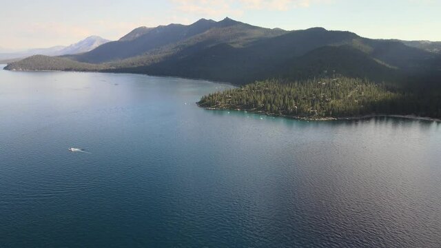 Rolling shadows dance along the mountain behind Rubicon bay