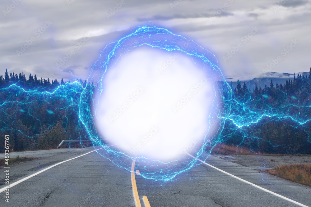 Wall mural magical portal with empty copy space