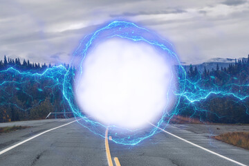 Magical portal with empty copy space