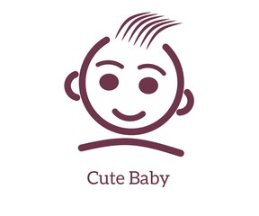 Cute baby face logo for brand name.