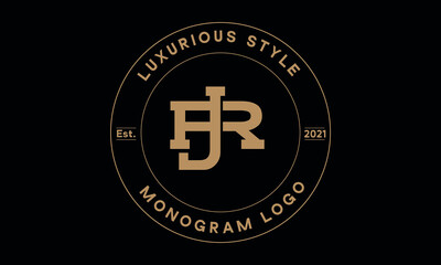 jr or rj monogram abstract emblem vector logo template