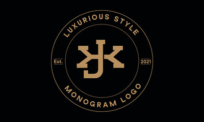 jx or xj monogram abstract emblem vector logo template