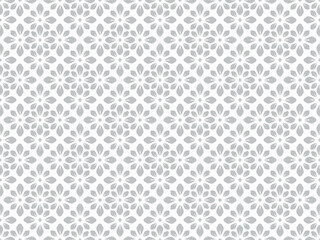 Flower geometric pattern. Seamless vector background. White and gray ornament.