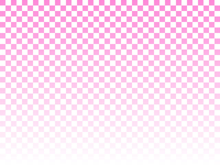 【グラデーション】消えていくブロックチェック(市松模様)背景【ピンク×白/上】
