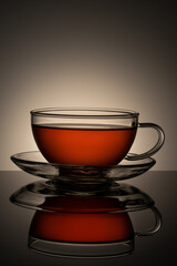 Closeup of tea in a glass tea cup