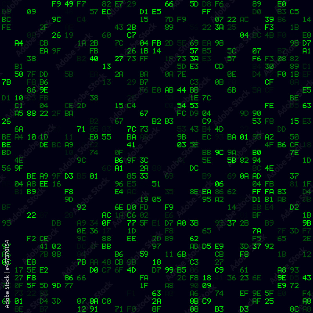 Poster abstract matrix background. green sparse hexadecimal pairs background. medium-sized seamless pattern