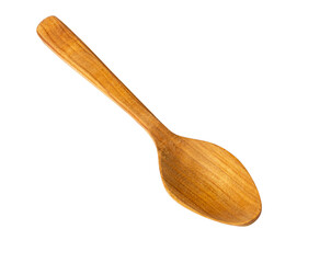 Wooden spoon on a white background. Wooden dishes. Isolate on a white background. Wooden product.