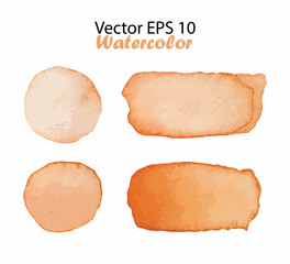 Vector Watercolor Stripes and Blots Illustration isolated on white background. Orange Color Brush Stripe and Dot
