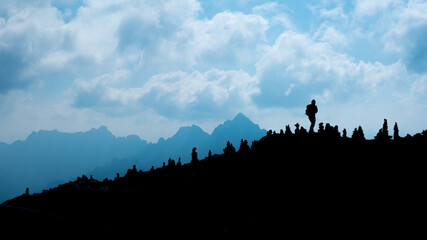Silhouette of a person in the mountains