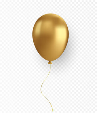 Vector glossy realistic gold baloon on transparent background