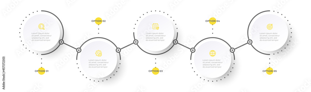Poster vector infographic template. workflow elements design with icons and 5 options.
