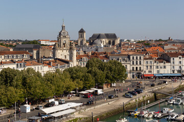 Fototapeta premium Aerial and panoramic view of the old town of La Rochelle in France
