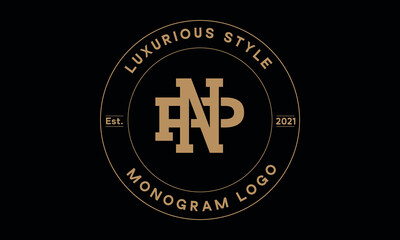 np or pn monogram abstract emblem vector logo template - obrazy, fototapety, plakaty