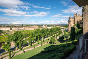 Fototapeta na wymiar Olite village with its Royal Palace in Navarre, Spain on July 2021