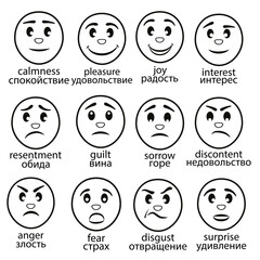 12 vector pictograms of human emotions