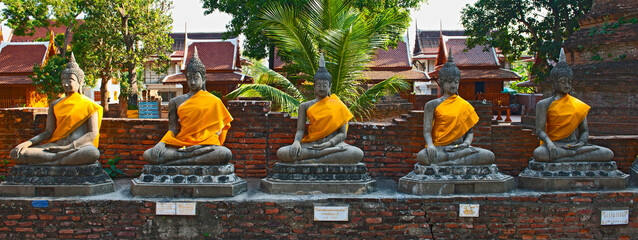 Buddhas at the ancient temple of Wat Yai Chai Mongkhon in Ayutthaya