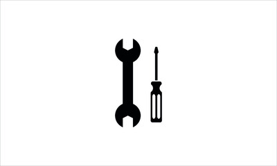 Wrench and screwdriver icon vector logo design template