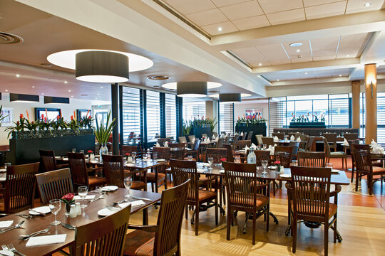 Empty restaurant at hotel in England