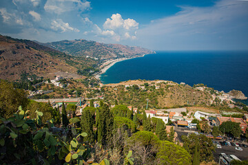 Coastline scenic view of the Mediterranean sea and Sicily