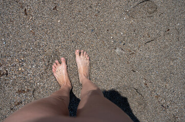 A picture of feet on the road