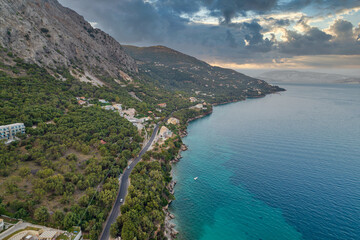 Fototapeta na wymiar Rocky coast in Mparmpati, Corfu, Greece.