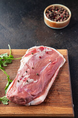 duck breast poultry raw meat fresh portion ready to cook meal snack on the table copy space food background rustic 