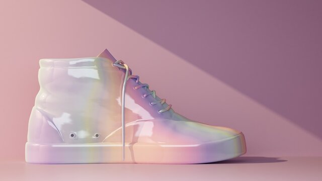 one sneaker in pastel gradient