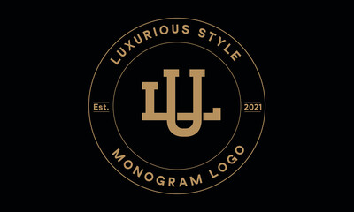 ul or lu monogram abstract emblem vector logo template