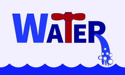 illustration with a stylized image of the word water for prints on stickers, banners, signs, flyers and for decoration of trade premises