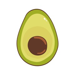 Avocado in cartoon style isolated on white background. Avocado vector icon. Vector graphic. Fruit food concept.