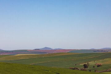 Obraz premium General view of countryside landscape with cloudless sky