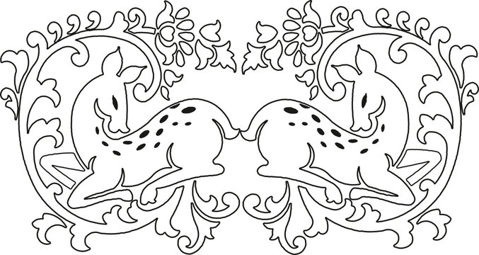 Tribal Pattern deer Paisley design, Royalty Free Cliparts, Stock Illustration with seamless border