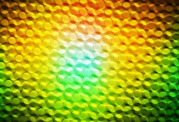 Dark Green, Yellow vector background with bubbles.