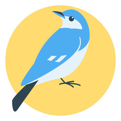 blue bird, vector illustration, flat style, side