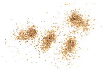 Set coriander ground pile isolated on white background, top view