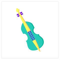 Double bass flat icon. Classical orchestra string musical instrument. Classical, ethnic and modern music. Music from different countries. 3d vector illustration
