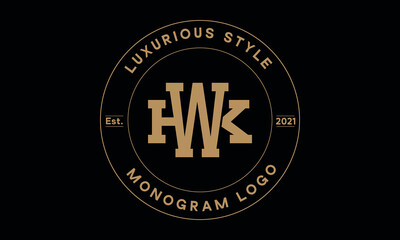 Fototapeta na wymiar wk or kw monogram abstract emblem vector logo template