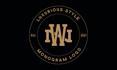 Fototapeta na wymiar wn or nw monogram abstract emblem vector logo template